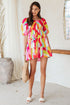 Multicolor Geometric Print Smocked Babydoll Mini Dress
